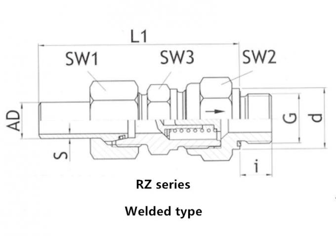 ミニチュアの非帰りの逆止弁の調節可能な高圧RV/RZシリーズG糸SS
